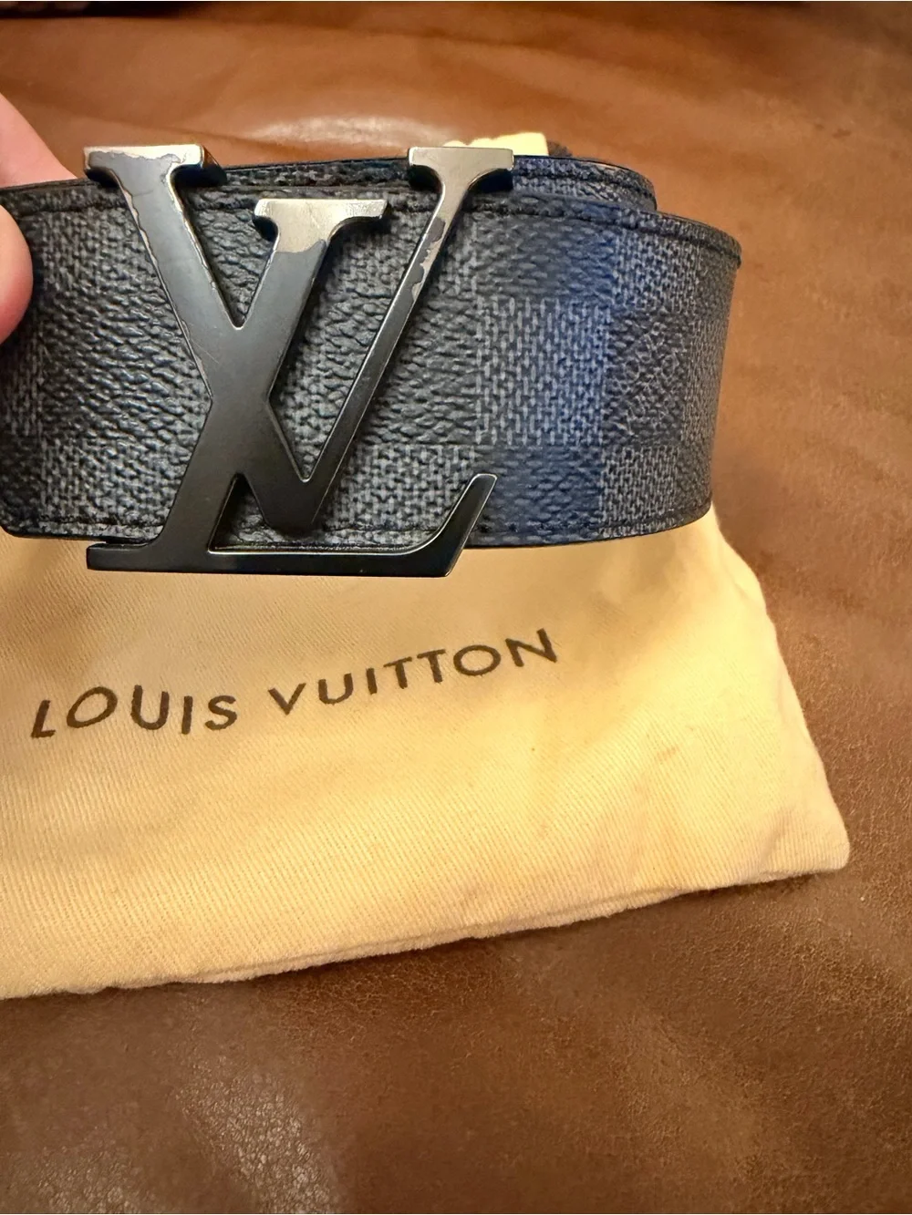 Louis Vuitton Damier Graphite LV Initiales Belt - Black/Grey Hardware